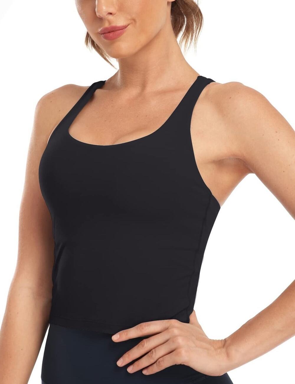 HeyNuts Longline Zeal Sports Bras for Women, Wirefree Yoga Bras Black M